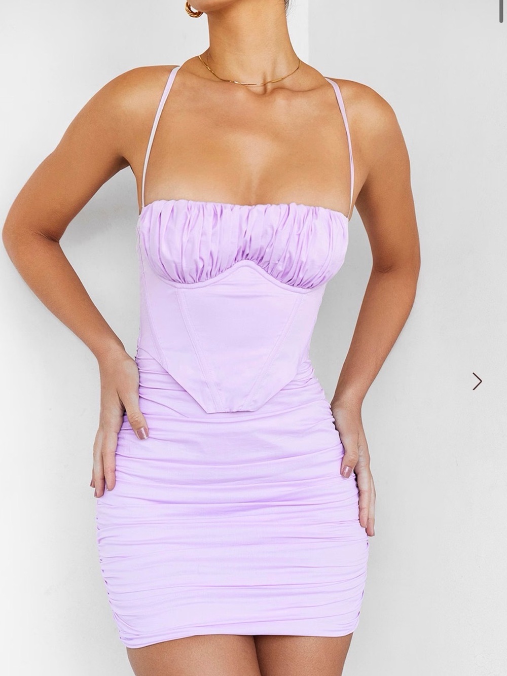 Lilac Ruched Corset Mini Dress - Women